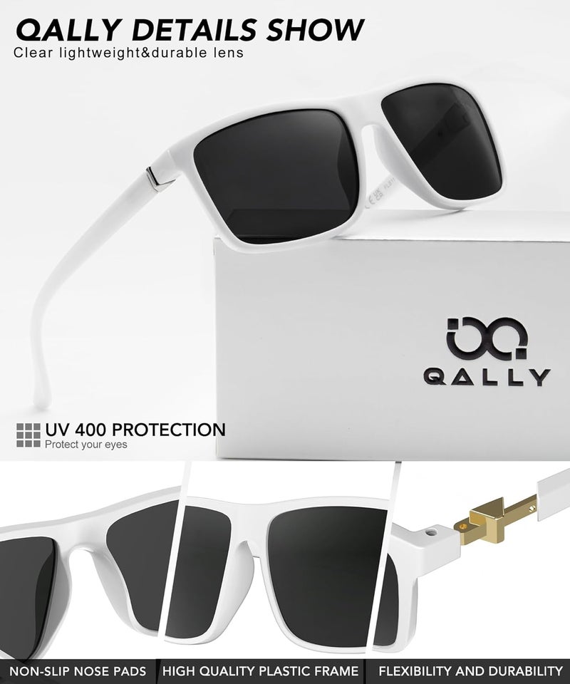 QALLY Store Polarized Sunglasses for Men Rectangular Frame Men's Polarized Sunglasses Sports Sunglasses with UV400 Protection - Image 3